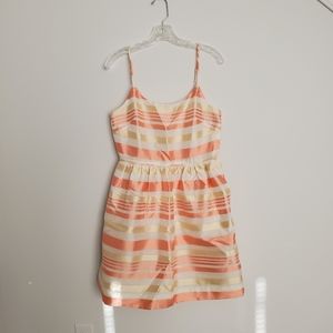 J.Crew Factory Coral Champagne Gold Dress Sz 6